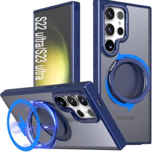 Estuche Rígido Con Soporte magnético giratorio de 360° para Samsung Galaxy S, S Plus y S Ultra, compatible con Magsafe, grado militar, a prueba de golpes.