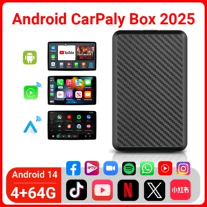 AI BOX Android14 cableado a inalámbrico CarPlay Ai Box Android Auto 3 en 1 para Youtube Nexflit 4 núcleos 4G + 64G Plug and Play para Audi Mazda Benz