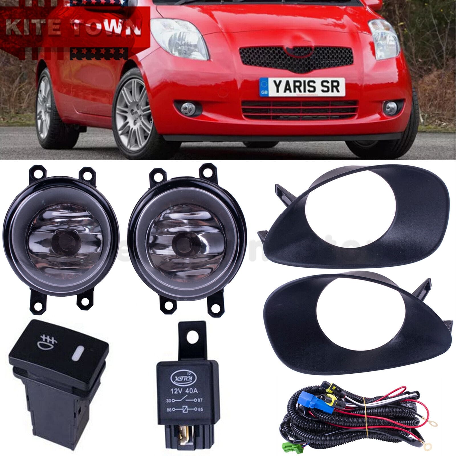 Kit de luces antiniebla transparentes para parachoques delantero de Toyota Yaris Hatchback 2006-2008.