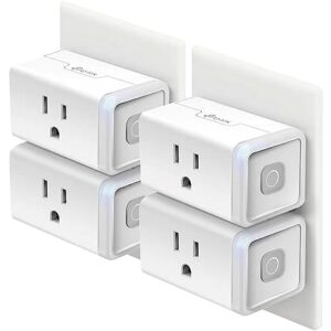 Kasa Smart Enchufe HS103P4, toma Wi-Fi para el hogar inteligente funciona con Alexa, Echo, Google Home e IFTTT, no requiere concentrador, control remoto, 15 amperios, certificado UL, paquete de 4