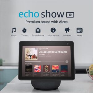 Amazon Echo Show 10 (modelo más reciente), Pantalla inteligente HD con sonido premium, movimiento y Alexa, Negro