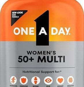 One A Day Multivitamínico para mujeres de 50 años o más, multivitamínico para mujer 50 plus con vitaminas D, C, E, zinc y biotina, vitaminas diarias para mujeres de 50 años, 200 unidades (el embalaje