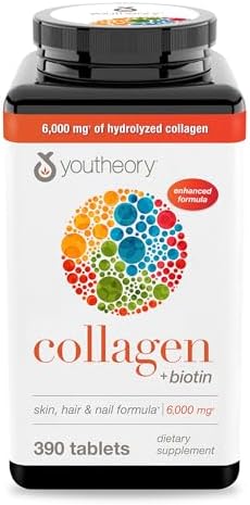 Youtheory Colágeno + biotina, 390 tabletas, suministro para 65 días