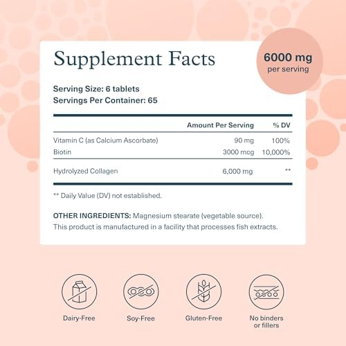 Youtheory Colágeno + biotina, 390 tabletas, suministro para 65 días - Imagen 2